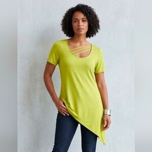 Ashley Stewart Lime Green Asymmetrical Top -  size 12